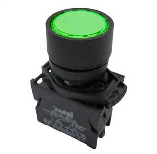 Pulsante Piatto Luminoso Verde Da Pannello 24V NO